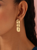 Thumbnail for trueBrowns Brass Embossed Rectangular Earrings