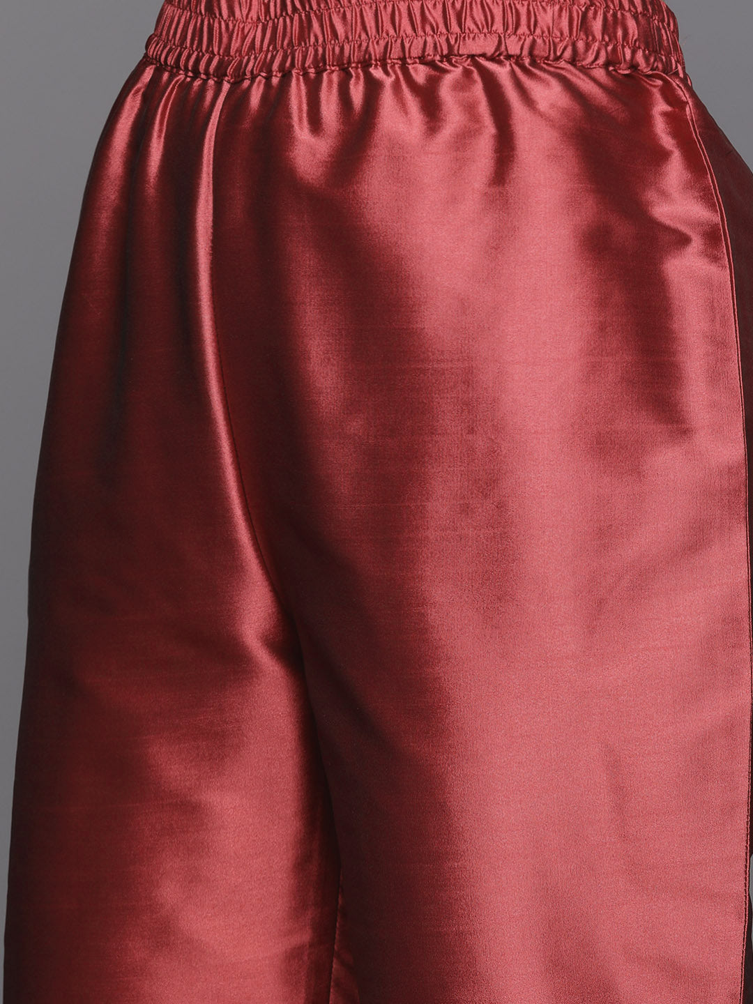 Varanga Women Burgundy Strap Kurta With Tonal Bottom And Tonal Dupatta - Distacart
