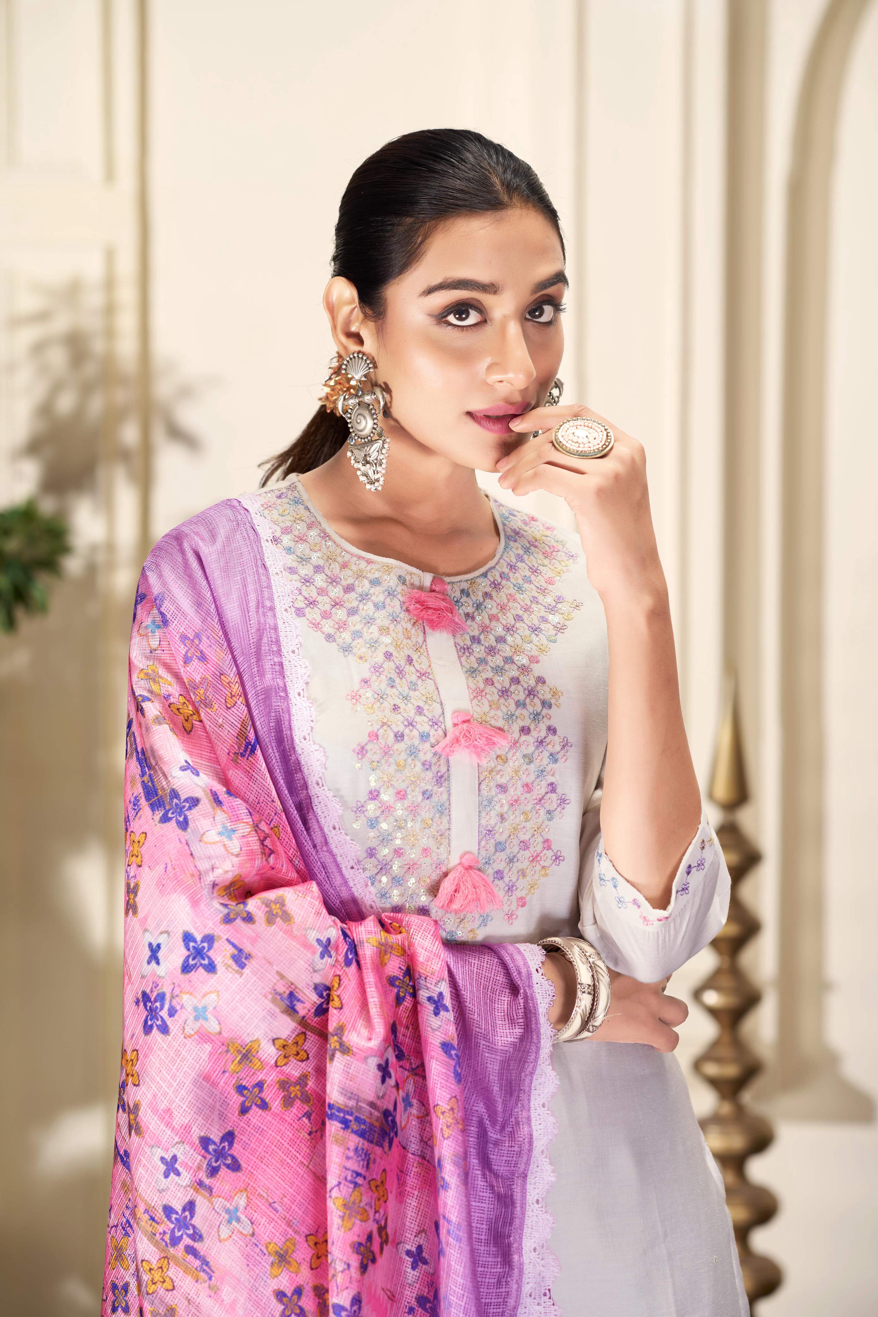 BulBul Bhumi Offwhite Silk Kurta Set with Dupatta