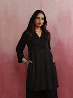 Thumbnail for trueBrowns Black V Neck Kurta Co-ord Set