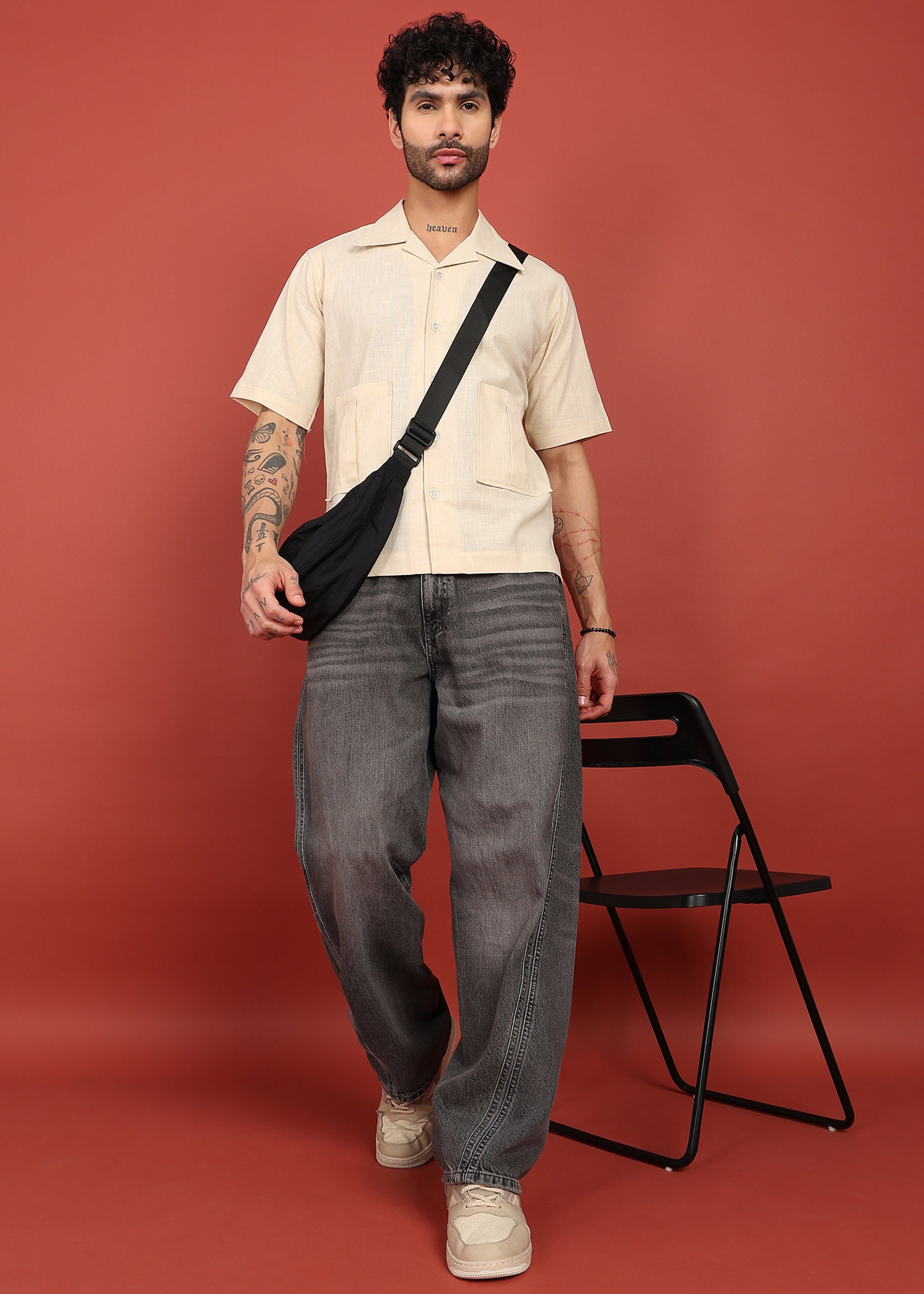 Fabmade Regular Fit Plain Shirt Otago - Beige - Distacart