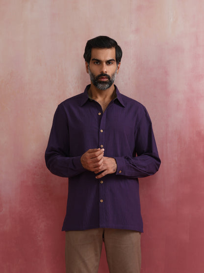 trueBrowns Men's Purple Cotton Shirt - Distacart