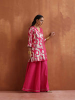 Thumbnail for trueBrowns Pink Metallic Sharara Set