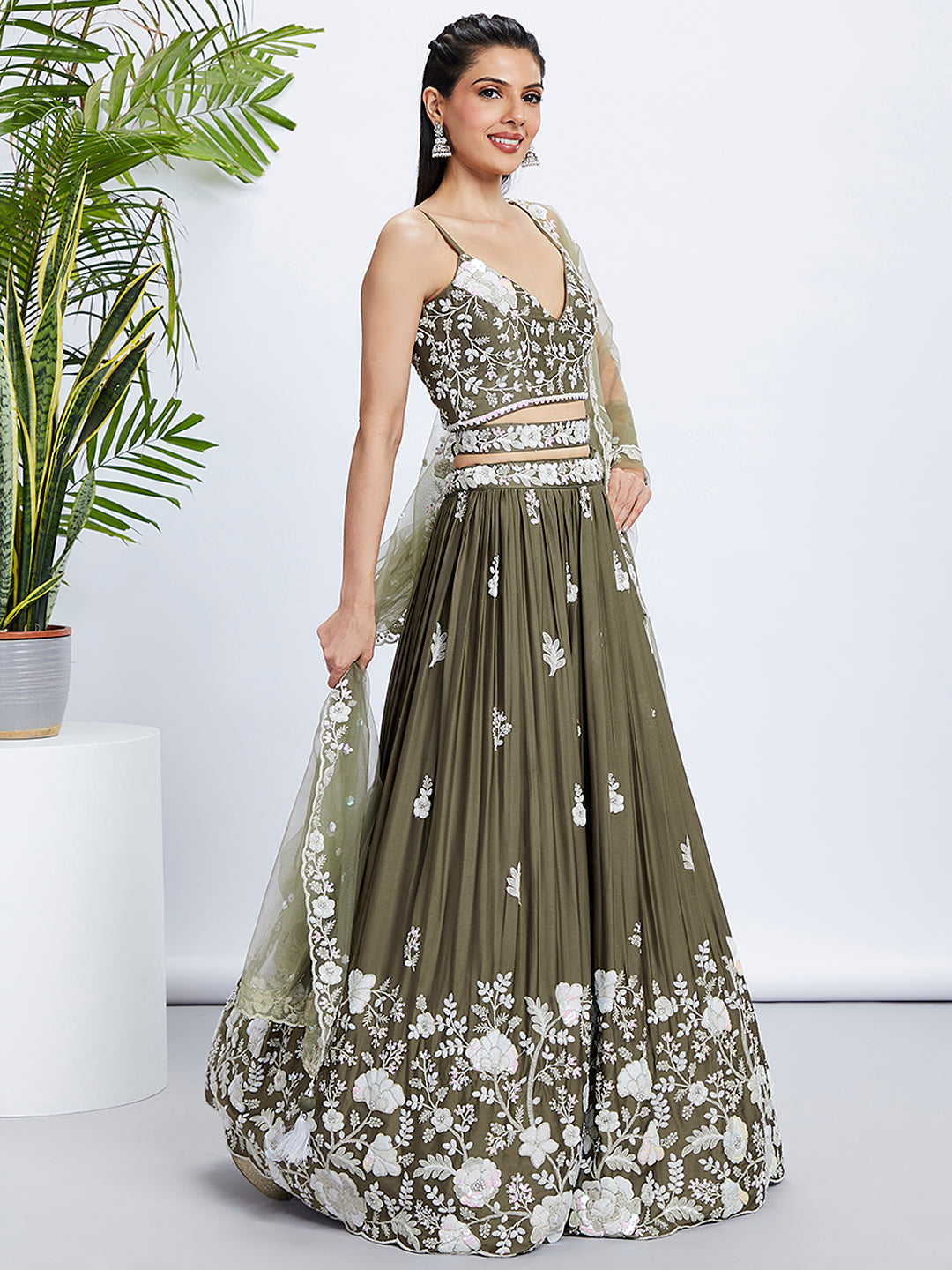 House of Panchhi Teal - Georgette Sequins, Mirror And Thread Embroidery Lehenga Choli - Distacart