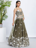 Thumbnail for House of Panchhi Teal - Georgette Sequins, Mirror And Thread Embroidery Lehenga Choli - Distacart