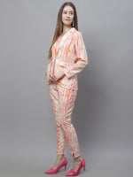 Thumbnail for Jainish Women's WoDigital Printed Crop Top and Jacket Set - Orange - Distacart