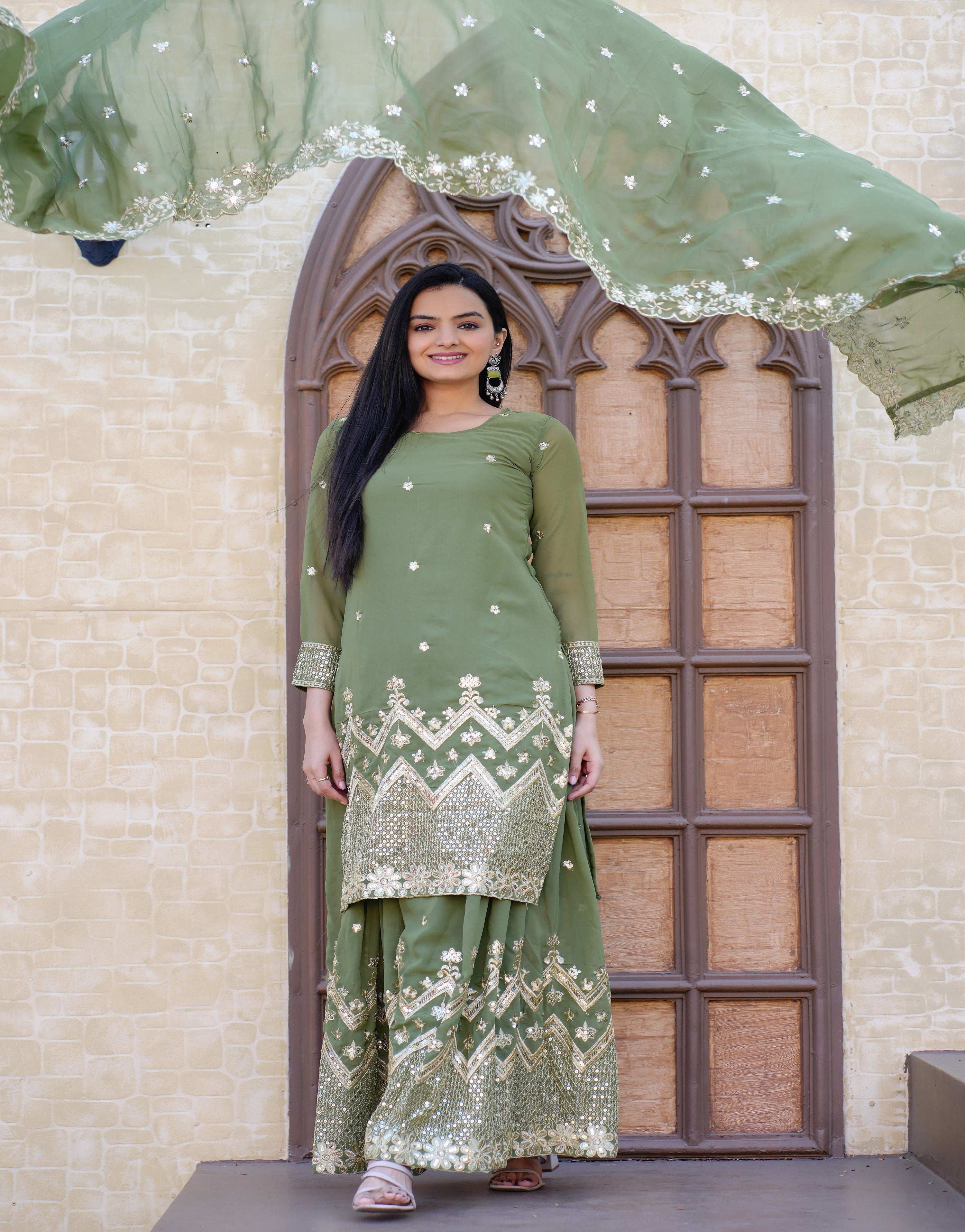 Yash Enterprise Latest Georgette Embroidery Pista Readymade Salwar Suit