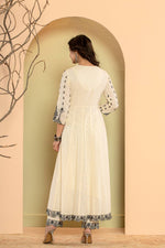 Thumbnail for Varanga Women Thread Embroidered Anarkali Kurta Paired With Bottom And Dupatta