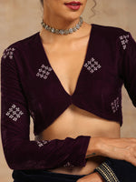 Thumbnail for trueBrowns Wine Velvet Embroidered Blouse - Distacart