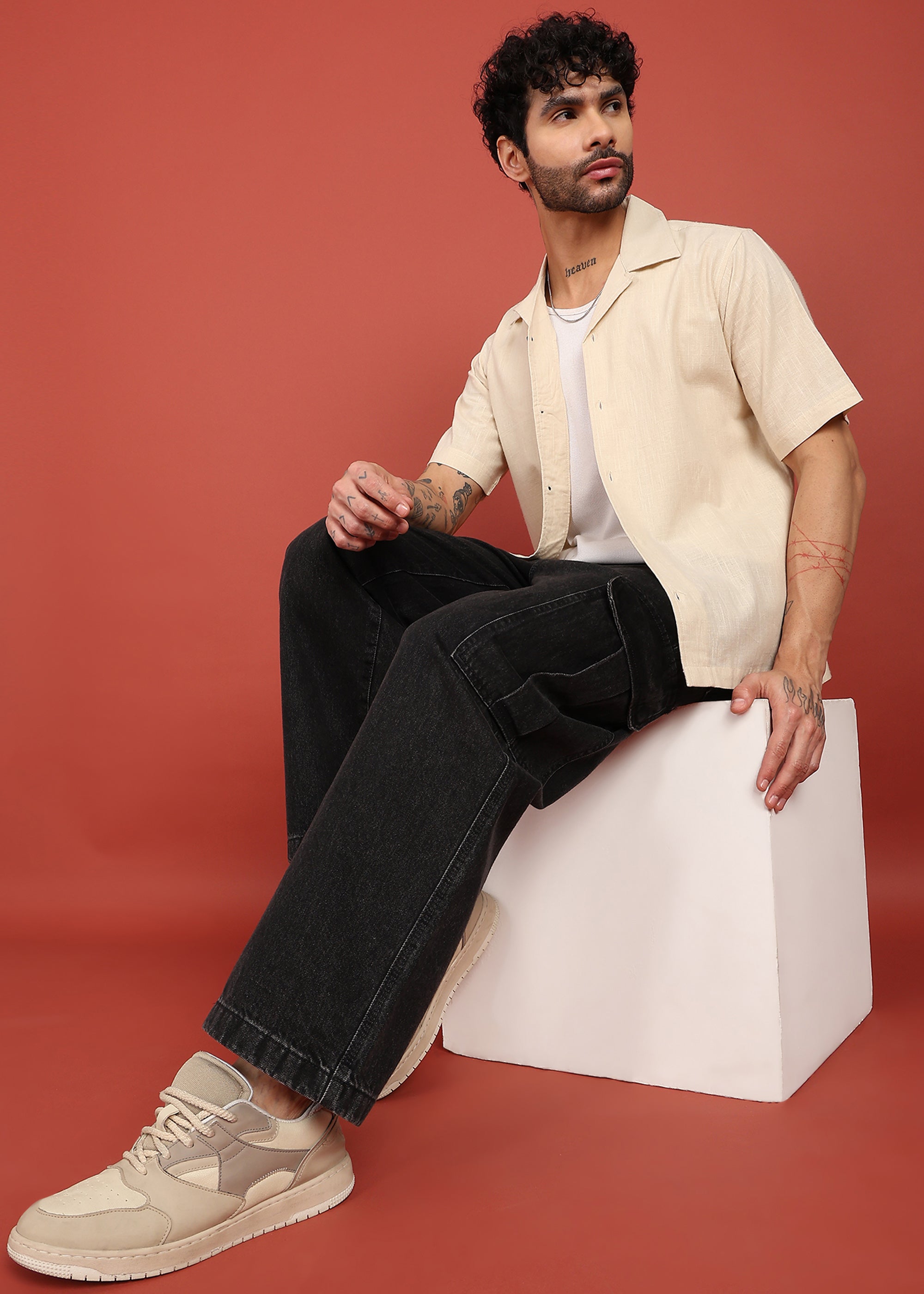 Fabmade Ivory Bloom Back-Print Shirt - Distacart