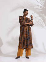 Thumbnail for trueBrowns Black Cotton Print Straight Kurta Set