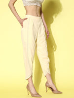 Thumbnail for Ahalyaa Beige Floral Lace Insert Dhoti Pants - Distacart