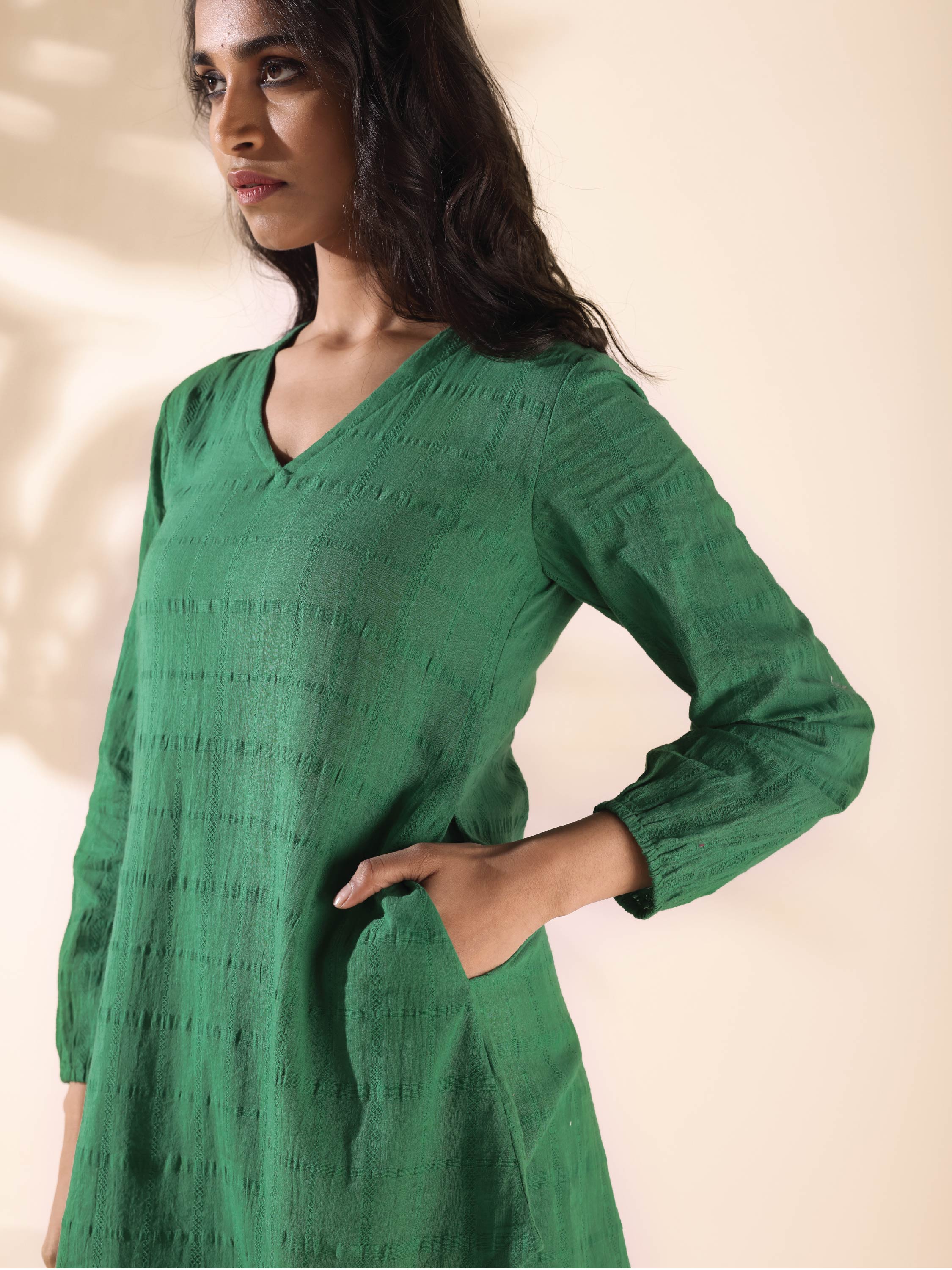 trueBrowns Green Cotton Dobby Relaxed Co-ord Set - Distacart