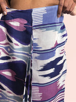 Thumbnail for trueBrowns Blue Purple Muslin Ikat Saree
