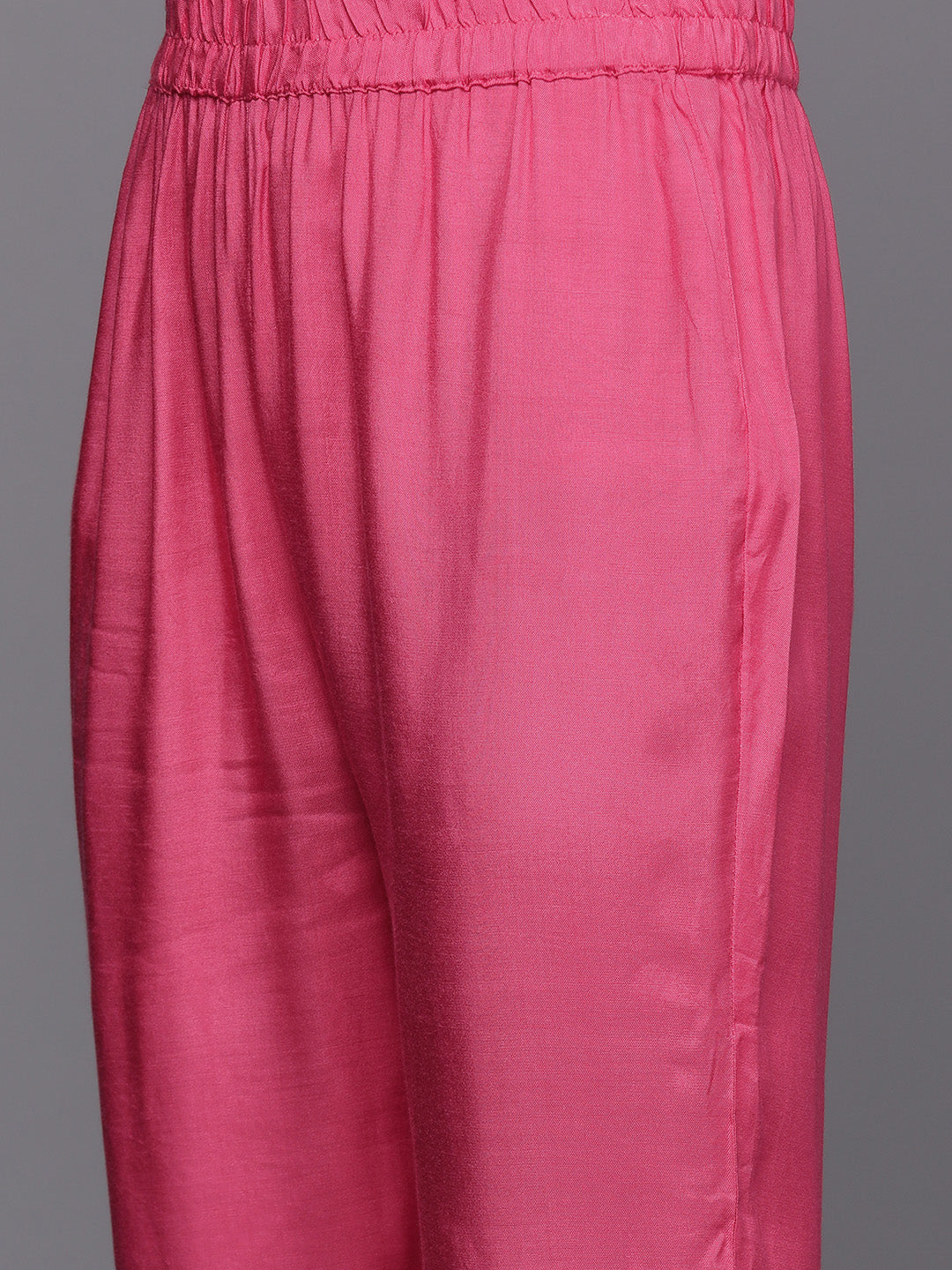 Varanga Women Women Pink Bandhani Printed Straight Kurta Paired With Tonal Bottom And Dupatta - Distacart
