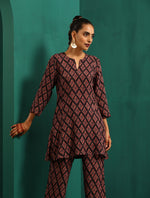 Thumbnail for trueBrowns Black Diamond Muslin Silk Printed Relaxed Co-ord Set - Distacart