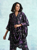 Thumbnail for trueBrowns Black Printed Velvet Shawl - Distacart