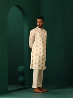 Thumbnail for trueBrowns Men's Ivory Peach Cotton Kurta - Distacart