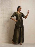 Thumbnail for trueBrowns Olive Green Tissue Sharara Set