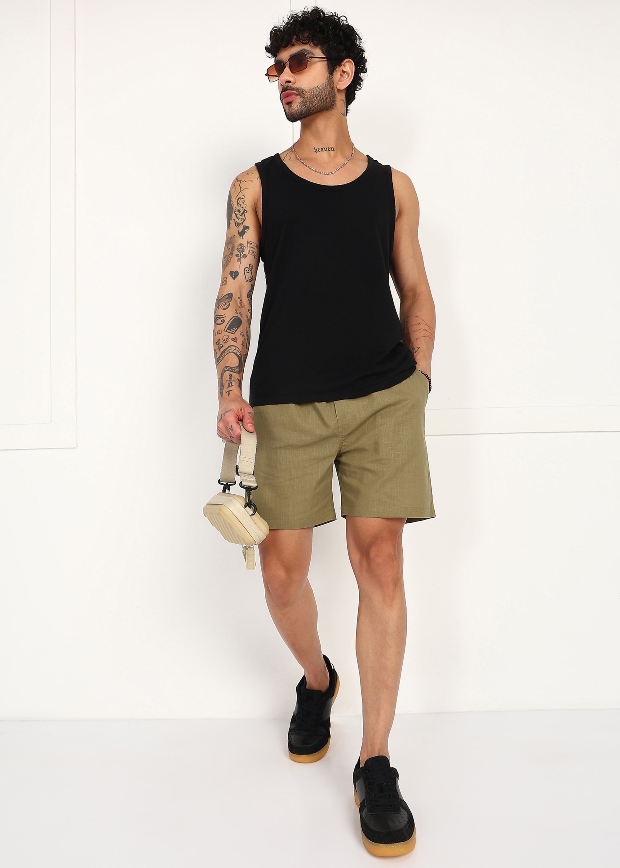 Fabmade Olive Ease Linen Shorts - Distacart