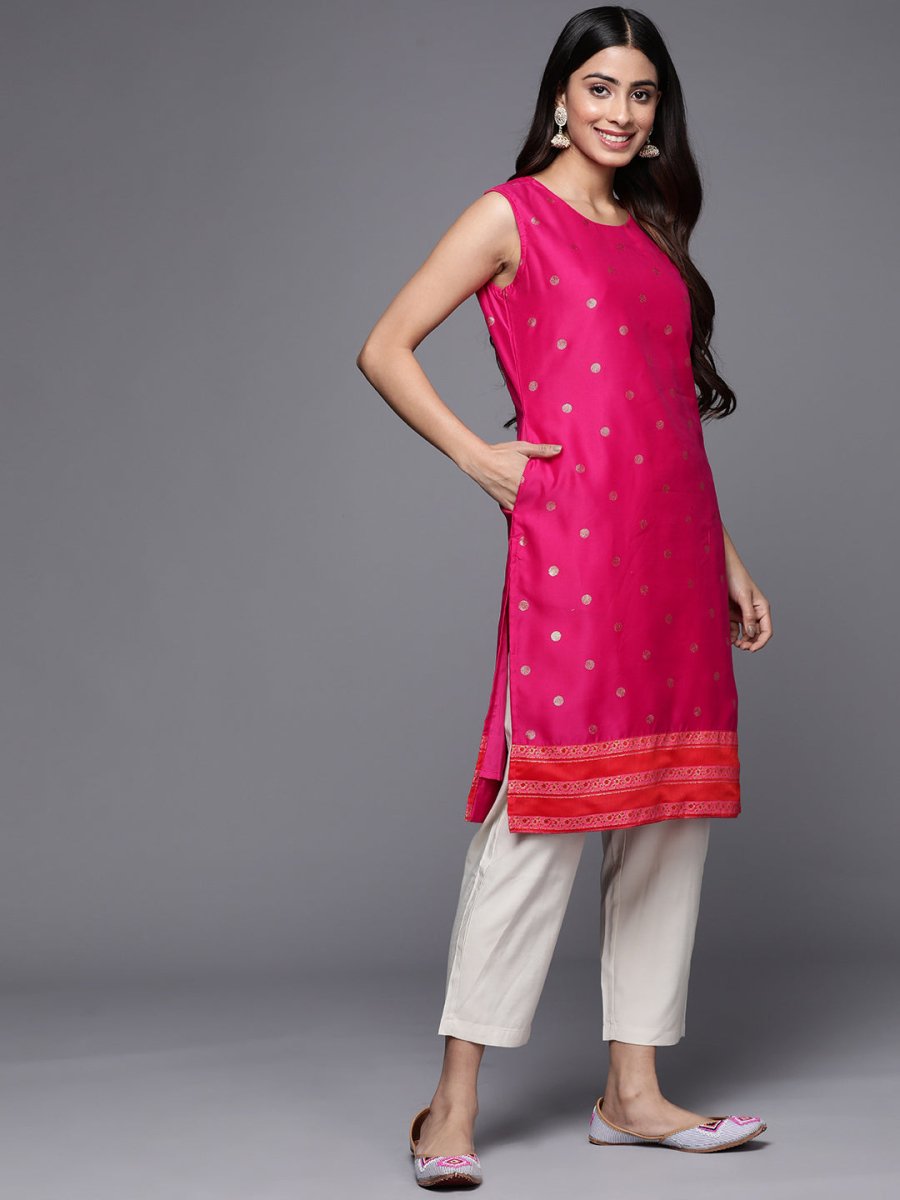 Ahalyaa Women Pink Geometric Printed Kurta - Distacart