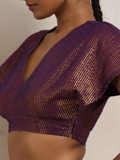 trueBrowns Purple Gold Metallic Blouse - Distacart