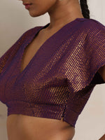 Thumbnail for trueBrowns Purple Gold Metallic Blouse - Distacart