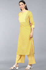 Thumbnail for Ahika Yellow Pure Cotton Straight Kurta Pant With Dupatta