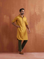Thumbnail for trueBrowns Men's Mustard Cotton Kurta