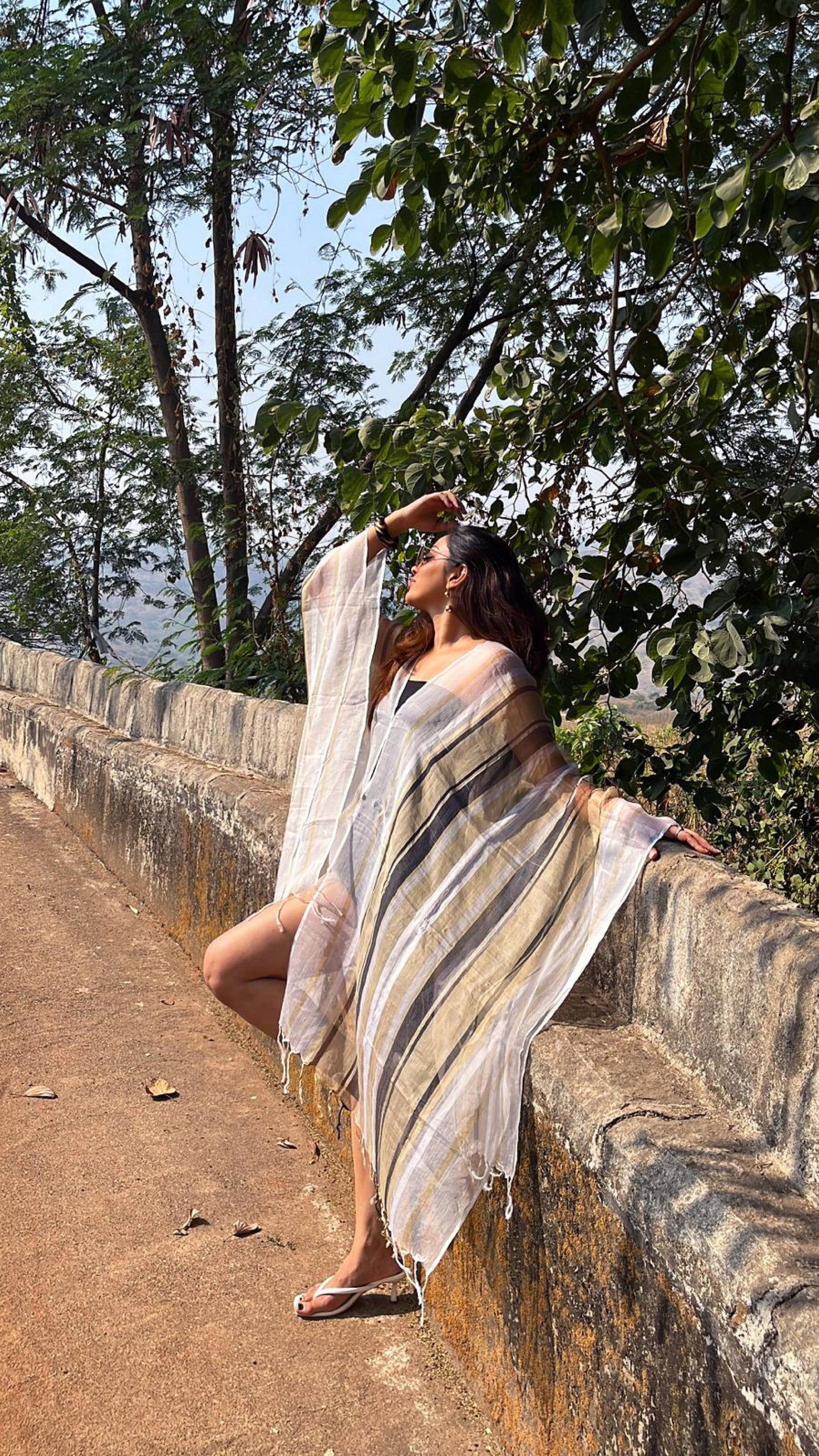 Noroke Silk Fabric Striped Silk Beachwear Cover Up - Distacart