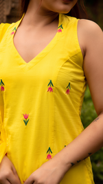 Thumbnail for Pomcha Jaipur Gaurangi Ira Yellow Embroidery Suit Set