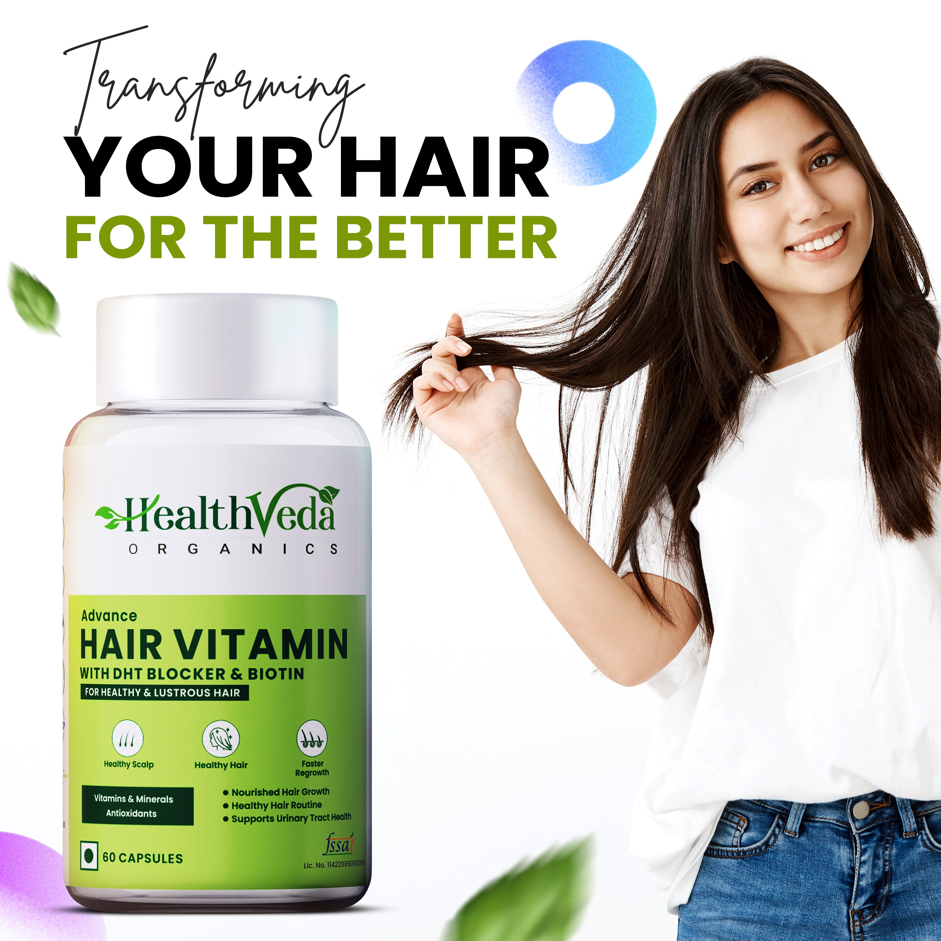 Health Veda Organics Advance Hair Vitamin with DHT Blocker & Biotin Capsules - Distacart