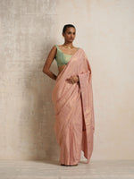 Thumbnail for trueBrowns Pink Gold Lurex Ready To Wear Saree