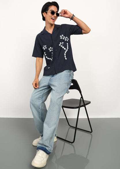 Fabmade Midnight Bloom Linen Shirt - Distacart