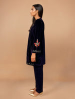 Thumbnail for trueBrowns Purple Velvet Embroidered Co-ord Set