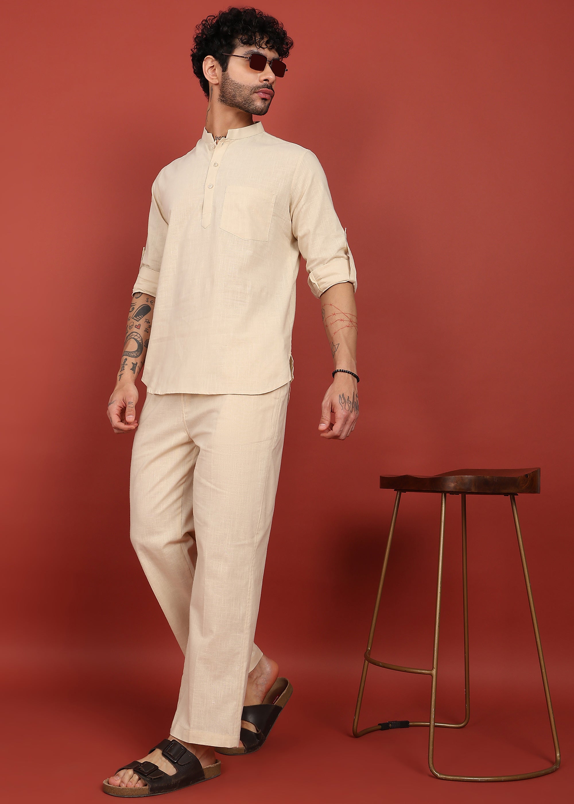 Fabmade Ivory Ease Short Kurta Co-Ord Set - Distacart