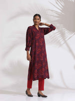 Thumbnail for trueBrowns Purple Floral Print Kurta Set
