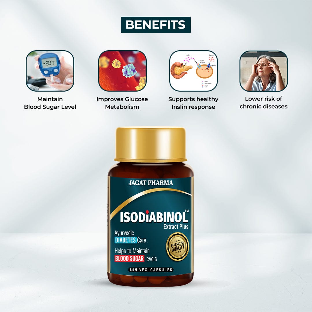 Jagat Pharma ISODIABINOL Capsules 100% Ayurvedic Diabetes Care 60 Caps