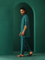 Thumbnail for trueBrowns Men's Teal Silk Co-ord Set - Distacart