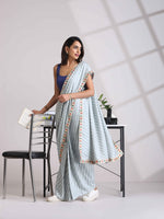 Thumbnail for trueBrowns Grey Muslin Silk Saree