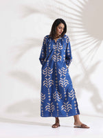 Thumbnail for trueBrowns Blue Cotton Print Dress