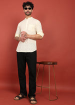 Thumbnail for Fabmade Ivory Bloom Embroidered Short Kurta - Distacart