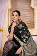 Thumbnail for BulBul Rashmi Abstract Printed Black Kurta Set with Dupatta
