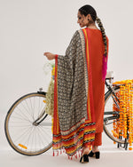 Thumbnail for Varanga Women Rust Yoke Embroidered Straight Kurta Paired With Tonal Bottom And Contrast Printed Dupatta - Distacart