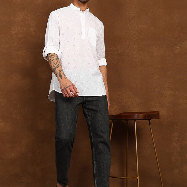 Fabmade Whisper Weave Linen Short Kurta - Distacart