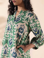 Thumbnail for trueBrowns Green Cotton Ikat Relaxed Co-ord Set - Distacart