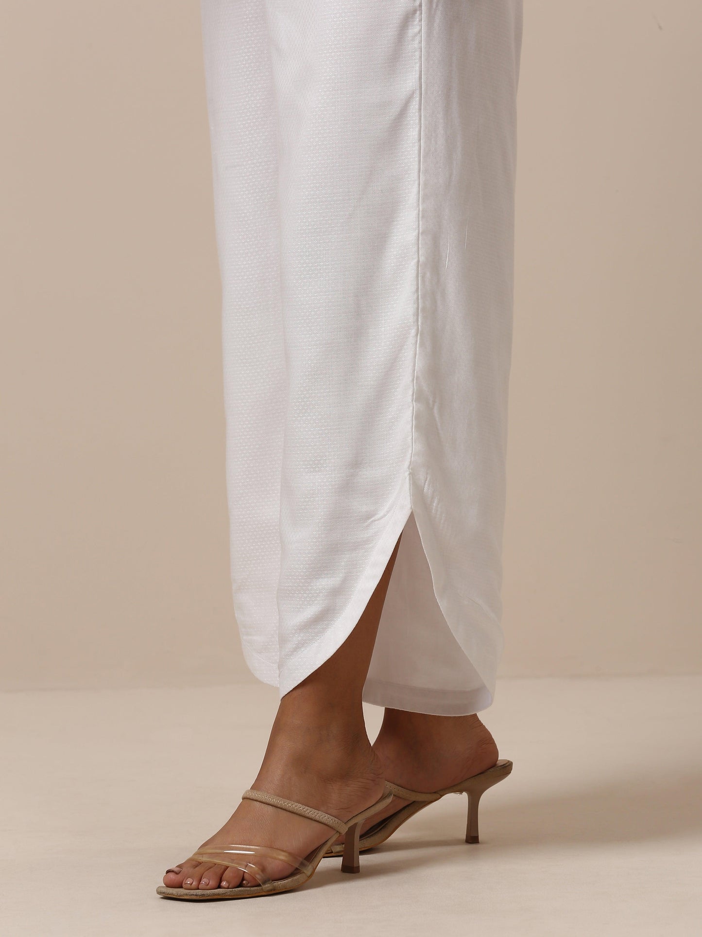 trueBrowns Cotton White Textured Curve Pant - Distacart