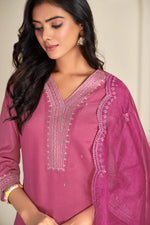 Thumbnail for BulBul Ragini Solid Pink Roman Silk Salwar Suit