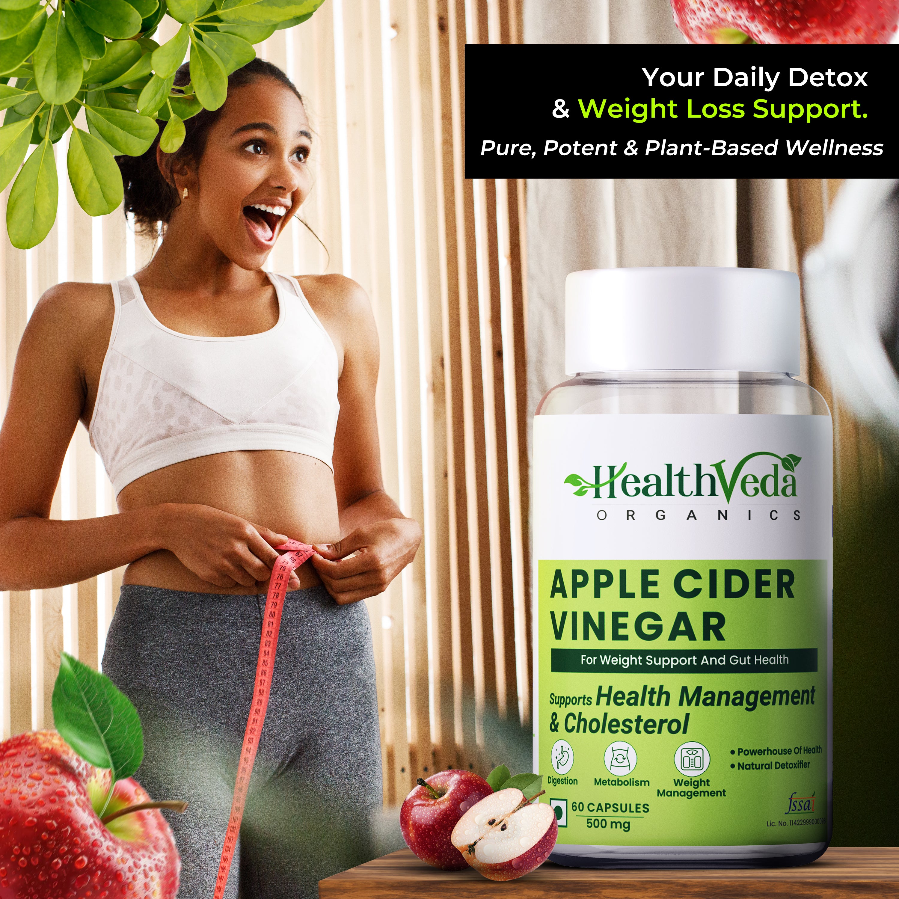 Health Veda Organics Apple Cider Vinegar Supplements Capsules - Distacart