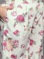 Thumbnail for Ahalyaa Plus Size Floral Printed Zari Kurta with Palazzos & With Dupatta - Distacart